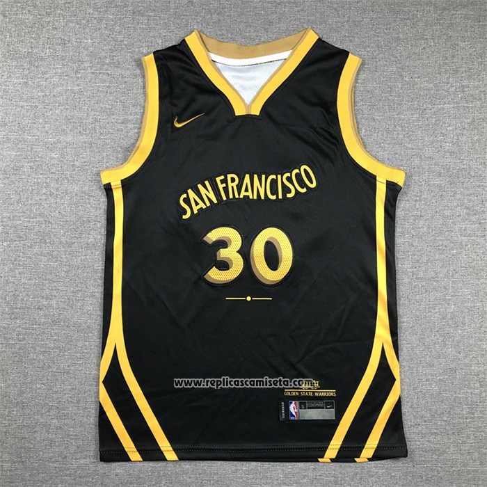 Camiseta Nino Golden State Warriors Stephen Curry #30 Ciudad 2023-24 Negro